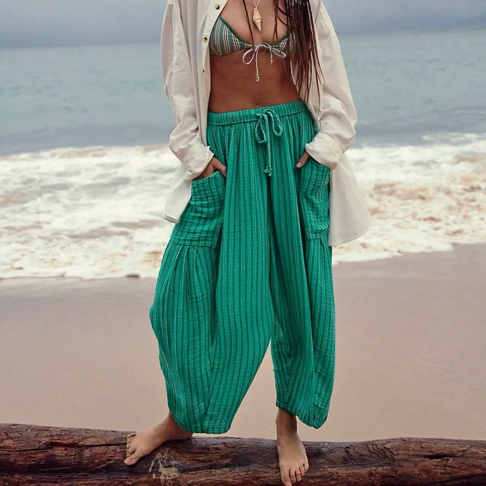 Free People Green Wide Leg Pants